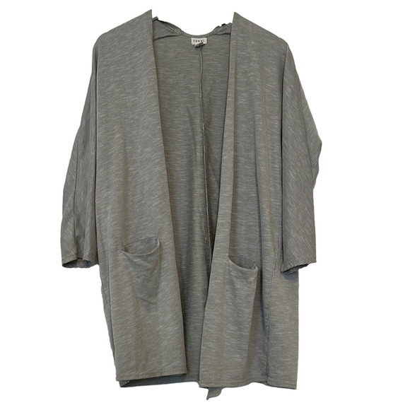 Donni Gray Striped Open Front Cardigan, One Size Fits All - Picture 1 of 9